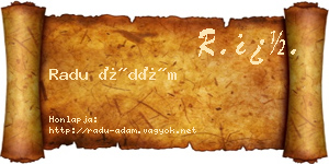 Radu Ádám névjegykártya